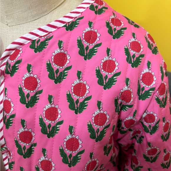 🌺Ready to Bloom Cotton Quilted Jacket Reversible jacket Inside Stripes viral - Picture 5 of 8